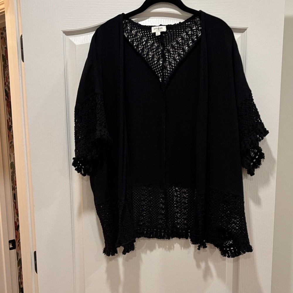 Umgee Black Crochet Trim Jacket